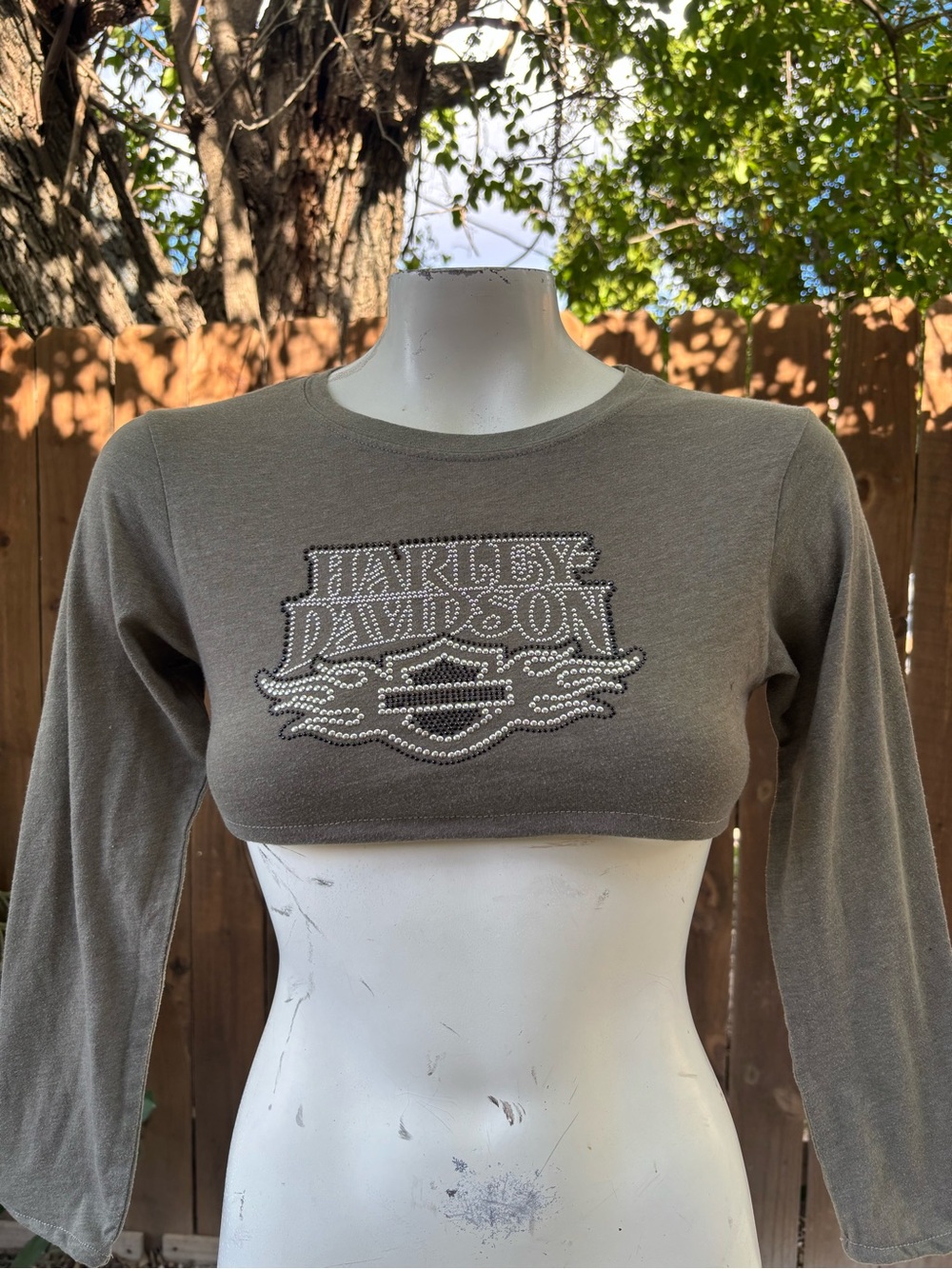 Y2K Vtg Harley Davidson Custom Reworked Crop Top Sz Small.